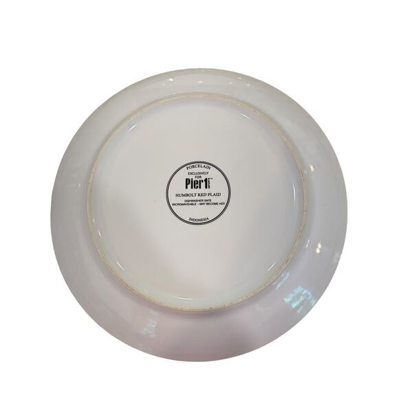Pier 1 Humbolt Red‎ Plaid Plates Porcelain Round Set Of 2  8" - Picture 5 of 6